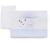 Italbaby completo di lenzuoline ricamate per lettino 3 pezzi serie little star azzurro