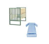 ITALBABY - Lettino Infinito e Corredo Tessile - Salvia Con Tessile Star Azzurro
