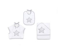 Italbaby set con asciugamano con cappuccio, e bavaglino star gery