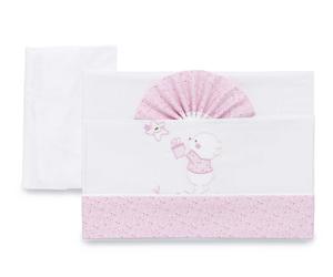 ITALBABY - Set Lenzuola Carrozzina 3 Pezzi Flanella Ricamata - Rosa