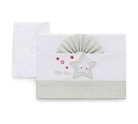 italbaby completo di lenzuoline ricamate per carrozzina star avorio