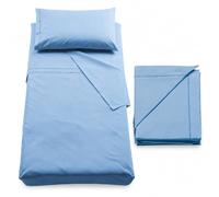 Italbaby Set Lenzuola Lettino 3 Pezzi 100% Cotone, Azzurro, Made in Italy | Set 3 pezzi in 100% cotone, tinta unita azzurro, lavabile in lavatrice