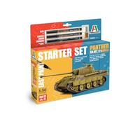 Italeri 75003 Linea Starter Set - Easy Paint: Panther Sd.Kfz.171 Ausf.A, scala 1:56, Plastic Model Kit/Modello in plastica da montare, comprende colla e 3 pennarelli acrilici per la pittura