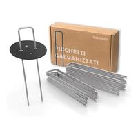 Italfence - Picchetti in acciaio zincato con rondelle per telo pacciamatura (Tutte le misure) [Ø3,80mm, 50 picchetti + 10 rondelle]