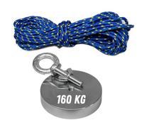 ITALFIT MAGNETI Set Magnet fishing - Diametro 58mm, Spessore 12mm, Foro M8 - Magnete Potente per pesca magnetica - Calamita potente e Corda 20m Inclusa - Forza 160 KG Ideale per Magnetfishing