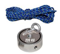 ITALFIT MAGNETI Set Magnet fishing - Diametro 67mm, Spessore 28mm, con due Fori M10 - Magnete Potente per pesca magnetica - Calamita potente e Corda 20m Inclusa - Forza 220 KG Ideale per Magnetfishing