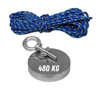 ITALFIT MAGNETI Set Magnet fishing - Diametro 97mm, Spessore 20mm, Foro M10 - Magnete Potente per pesca magnetica - Calamita potente e Corda 20m Inclusa - Forza 480 KG Ideale per Magnetfishing