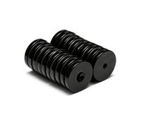 ITALFITMAGNETI | 20 pezzi - Magneti con Foro Neodimio Black Forza 4,60 Kg - Diametro 20 mm Spessore 3 mm Foro 3,2 da avvitare