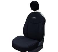Italfodere - Coppia Coprisedili Anteriori Compatibili con Fiat 500 dal 2007 in Poi - Cotone Accoppiato - Fatti a Mano - Eleganti e Resistenti - Accessori Auto Interno - Made in Italy - Nero
