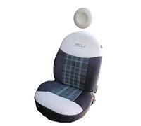 Italfodere - Coppia Coprisedili Auto Anteriori Compatibili con Fiat 500 dal 2007 in poi - Accessori Auto Interni - Cotone Accoppiato - Confortevoli e Resistenti - Made in Italy - Scozzese Grigio