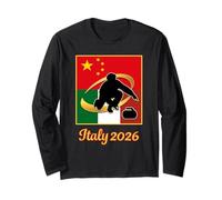 Italia 2026 Curling Cina e Italia Flag 2026 Sport invernali Maglia a Manica