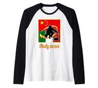 Italia 2026 Curling Cina e Italia Flag 2026 Sport invernali Maglia con Maniche Raglan