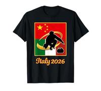Italia 2026 Curling Cina e Italia Flag 2026 Sport invernali Maglietta