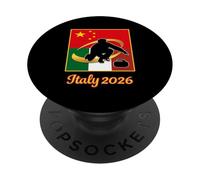 Italia 2026 Curling Cina e Italia Flag 2026 Sport invernali PopSockets PopGrip Adesivo