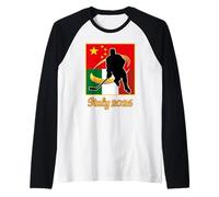 Italia 2026 Ice Hockey Cina e Italia Flag invernale Sports Maglia con Maniche Raglan