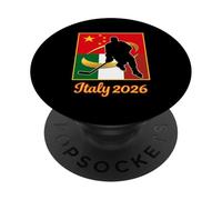 Italia 2026 Ice Hockey Cina e Italia Flag invernale Sports PopSockets PopGrip Adesivo