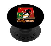 Italia 2026 Sci-sci di fondo Cina e Italia Bandiera inverno PopSockets PopGrip Adesivo