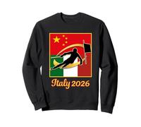 Italia 2026 SLALOM Cina e Flag Italia 2026 Sport invernali Felpa