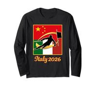 Italia 2026 SLALOM Cina e Flag Italia 2026 Sport invernali Maglia a Manica