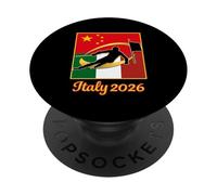 Italia 2026 SLALOM Cina e Flag Italia 2026 Sport invernali PopSockets PopGrip Adesivo