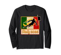 Italia 2026 SLALOM Vintage Italia Flag 2026 Sport invernali Maglia a Manica
