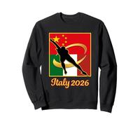 Italia 2026 Speed pattinaggio Cina e Italia Flag sport Felpa