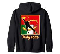 Italia 2026 Speed pattinaggio Cina e Italia Flag sport Felpa con Cappuccio