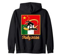 Italia 2026 Speed pattinaggio Cina e Italia Flag sport Felpa con Cappuccio