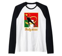 Italia 2026 Speed pattinaggio Cina e Italia Flag sport Maglia con Maniche Raglan