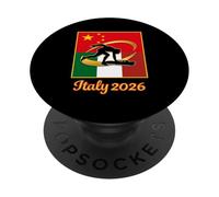 Italia 2026 Speed pattinaggio Cina e Italia Flag sport PopSockets PopGrip Adesivo
