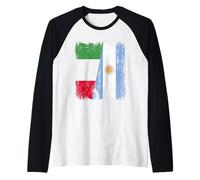 Italia Argentina Mezza Bandiera Italiana Radici Argentine Maglia con Maniche Raglan