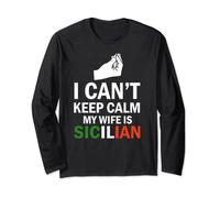 Italia Bandiera I Can't Keep Calm My Wife Is Sicilian Maglia a Manica