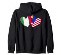 Italia Bandiera Malesia Maglia Amore Malese Italiano Felpa con Cappuccio