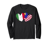 Italia Bandiera Malesia Maglia Amore Malese Italiano Maglia a Manica