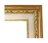 ITALIA CORNICI Maestri Artigiani - Cornice in Legno da Parete per Quadri Oro Antico con Passepartout Avorio Made in Italy (21 x 30 cm + Passepartout)