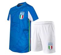 ITALIA FIGC Completo Calcio Ufficiale per Bambino e Ragazzo - Kit Maglia Tecnica e Pantaloncini, vestibilità Regular 4 Anni