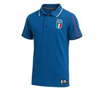 ITALIA FIGC Polo Uomo Ufficiale - Maglia Azzurra in Cotone con Logo Tricolore - Maniche Corte L