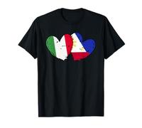 Italia Filippine Bandiera Cuori Italiano Filippino Patrimonio Maglietta