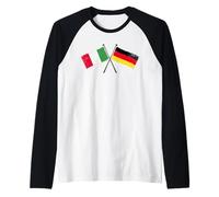 Italia Germania Bandiere Incrociate Amicizia Italiana Tedesca Maglia con Maniche Raglan