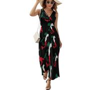 Italia Italia Mappa Italiana Bandiera delle Donne Vestito Senza Maniche Alla Moda Scollo A V Maxi Tank Dress Sundress, Stile:, L