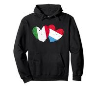 Italia Lussemburgo Bandiera Cuori Maglia Italiana Lussemburghese Felpa con Cappuccio