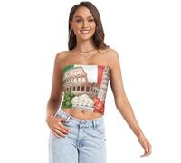 Italia Punti di riferimento e cultura Donne Senza Spalline Crop Top Moda Senza Spalline Top Donna Camicia Crop per Teen Girls Nursing, Colorato, S