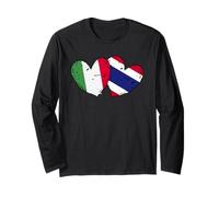 Italia Thailandia Cuore Bandiere Italiano Thai Love Pride Maglia a Manica