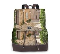 Italia Toscana Stampa Donna Zaino Impermeabile Antifurto Leggero Pu Moda Pelle Nylon Scuola Borsa A Tracolla Zaino Da Viaggio, Nero , Taglia unica