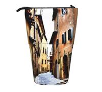 Italia Toscana Stampa Telescopica In Piedi Matita Bag/Stand Up Cancelleria Bag/Makeup Bag/Storage Case, Nero , Taglia unica