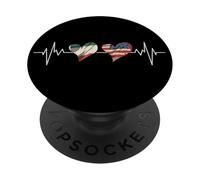 Italia USA Bandiera Cuore Italiano Americano Amore Battito Cuore, Italia PopSockets PopGrip Adesivo