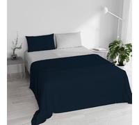 Italian Bed Linen Completo Letto Matrimoniale, Blu Scuro/Grigio, 250 x 300 cm