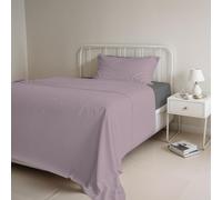Italian Bed Linen COMPLETO LETTO PIAZZA E MEZZA NATURAL COLOR 100% Cotone - Prodotto in Italia - Sopra 180x300 cm, Sotto 120x200 cm, Federa 50x80 cm Tinta Unita - DoubleFace - Rosa Antico/Fumo