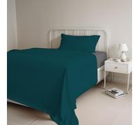 Italian Bed Linen COMPLETO LETTO PIAZZA E MEZZA NATURAL COLOR 100% Cotone - Prodotto in Italia - Sopra 180x300 cm, Sotto 120x200 cm, Federa 50x80 cm Tinta Unita - DoubleFace - Petrolio/Fumo