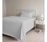 Italian Bed Linen COMPLETO LETTO PIAZZA E MEZZA NATURAL COLOR 100% Cotone - Prodotto in Italia - Sopra 180x300 cm, Sotto 120x200 cm, Federa 50x80 cm Tinta Unita - DoubleFace - Grigio Chiaro/Panna